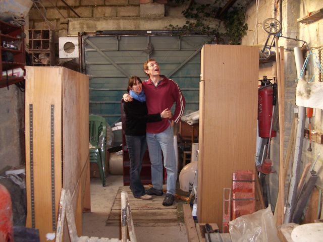 Mark and Sarah survey the workshop