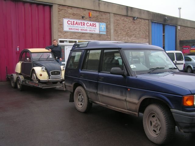 Dolly strapped onto the trailer